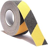 Лента противоскользящая SafetyStep Anti Slip Tape Warning 60 grit, чёрно-жёлтая диагональ, 25 мм, 18,3м.