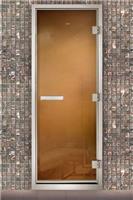 Дверь для турецкой бани Маэстро Woods 90x210 Arabica Прозрачная, правая