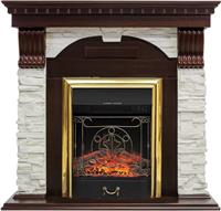 Электрокамин Royal Flame Majestic FX Brass + Dublin угл сланец белый, темный дуб