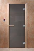 Дверь для сауны DoorWood (Дорвуд) 70x180 Основная серия Сумерки (графит, коробка хвоя)