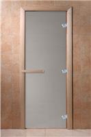 Дверь для сауны DoorWood (Дорвуд) 80x190 Основная серия Теплое утро (сатин, коробка листва), правая