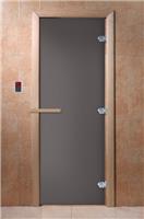 Дверь для сауны DoorWood (Дорвуд) 80x200 Основная серия Дверь Затмение 200х80 (графит матовый, коробка листва) , шт