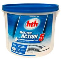 Таблетки стабилизированного хлора hth 5 в 1 Maxitab Action 5, 200 гр, 5 кг