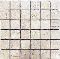 Мозаика мраморная однотонная StarMosaic Travertine Light (JMST2503) 48х48, натур. мрамор