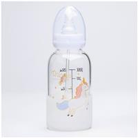 Бутылочка для кормления 250 мл., стекло, цвет белый, антиколик (№4770919)