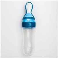 Бутылочка для кормления, силиконовая, с ложкой, от 5 мес., 90 мл, цвет голубой (№4780648)