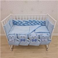 Комплект постельного белья 16 пр (борт + пододеяльник + одеяло + наволочка + подушка + простынь (плюш/бязь) (№1180-0-1бб_03) цвета в ассортименте