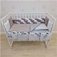 Комплект постельного белья 16 пр (борт + пододеяльник + одеяло + наволочка + подушка + простынь (плюш/бязь) (№1181-0-1бб_03) цвета в ассортименте