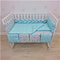 Комплект постельного белья 14 пр (борт + пододеяльник + одеяло + наволочка + подушка + простынь (бязь) коса (№1155-0-1бб_03) цвета в ассортименте