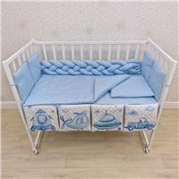 Комплект постельного белья 14 пр (борт + пододеяльник + одеяло + наволочка + подушка + простынь (бязь) коса (№1163-0-1Пбб_03) цвета в ассортименте