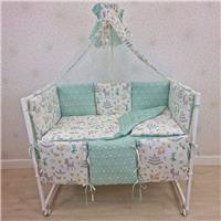 Комплект постельного белья 14 пр (балдахин + борт + пододеяльник + одеяло + наволочка + подушка + простынь (бязь) 6кв+2пр (№1146-0-1_03) цвета в ассортименте