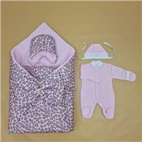 Комплект на выписку 5 пр: одеяло+комбинезон+шапочка+чепчик+бант (№1892д-2-2_к_48) цвета в ассортименте