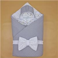 Комплект на выписку 6 пр: одеяло+комбинезон+шапочка+чепчик+рукавички+бант (№1886вз-1-1_о_07) цвета в ассортименте
