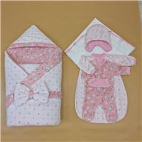 Комплект на выписку 7 пр: одеяло+уголок+конверт+кофточка+шапочка+ползунки+бант (№1884в-1-2_о_15) цвета в ассортименте