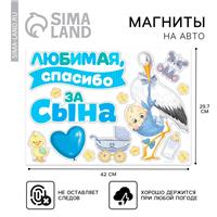 Набор магнитов на авто «Спасибо за сына», на выписку, 42 см х 29,7 см (№9919463)