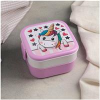 Контейнер для обеда «Единорог», 2 отделения, 400+400 мл, цвет розовый (№4738111)