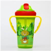 Поильник детский с силиконовой трубочкой, 300 мл., с ручками, цвет зеленый (№4770850)