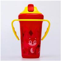 Поильник детский с силиконовой трубочкой, 300 мл., с ручками, цвет красный (№4770855)