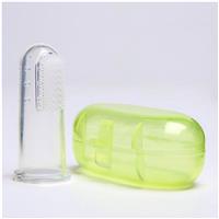 Прорезыватель - массажер детский в контейнере, 3 в 1, на палец, силиконовый от 3 мес. (№2932009)