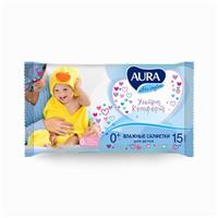 Влажные салфетки Aura Ultra Comfort, детские, 15 шт (№784669)