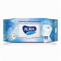 Туалетная бумага влажная Аura, 80 шт. (№1386041)