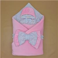 Комплект на выписку 6 пр: одеяло+комбинезон+шапочка+чепчик+рукавички+бант (№1886в-0-2_о_03) цвета в ассортименте