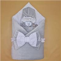 Комплект на выписку 6 пр: одеяло+комбинезон+шапочка+чепчик+рукавички+бант (№1886в-0-1_о_05) цвета в ассортименте