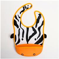 Нагрудник для кормления «Зебра» непромокаемый на кнопке, с карманом (№1026887)