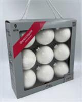 НАБОР СТЕКЛЯННЫХ ШАРОВ Ø 8 СМ 9 ШТ. БЕЛЫЙ В КОРОБКЕ, КИТАЙ, код 75009000175, штрихкод 871383213875, артикул 13875