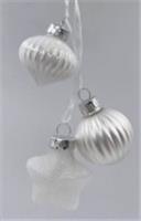 СВЯЗКА СТЕКЛЯННЫХ УКРАШЕНИЙ ШАР/ЛУКОВКА/ЗВЕЗДА Ø 3 СМ 3 ШТ. БЕЛЫЙ В ДИСПЛЕЕ (МИН. ПАРТИЯ 36 ШТ.), КИТАЙ, код 75009010010, штрихкод 871383213858, артикул 13858