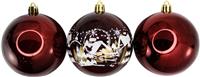 Набор елочных шаров 3шт d8 Снежный пейзаж SYQЕ-012174 бургунди