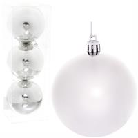 Набор елочных шаров 3шт 8см Глянец серебро 183-921
