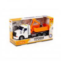 Автомобиль инерционный бортовой Профи с ковшом, со светом и звуком, оранжевый, в коробке, Беларусь, код 83505030107, штрихкод 481034409612, артикул П-96128