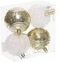 Набор елочных шаров 4шт 7см Метелица белый/золото 201-5151