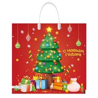 Сумка ПВД 37х35 ручка НГ Ёлочка