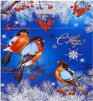 Сумка ПВД 41х51 прорубная ручка НГ Снегири на ветке