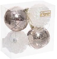 Набор елочных шаров 4шт 7см Метелица белый/шампань 201-5152