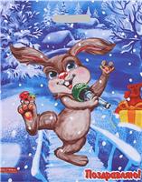 Сумка ПВД 38х47 прорубная ручка НГ Веселый зайка