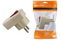 Вилка угловая TDM с/з с выключателем 16А, SQ1806-0009, Китай, код 0581200021, штрихкод 469025910621