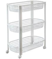 Этажерка овощная 3-х секционная М2730 на колесиках белая (4)