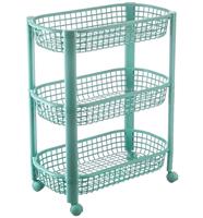 Этажерка овощная 3-х секционная М2730 на колесиках фисташковая (4)