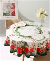 Скатерть новогодняя «Этель. Рождественский венок», d=150 см, 100% хлопок, саржа 190 г/м², Россия, код 01210070243, штрихкод 468016107069, артикул 9907901