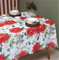 Скатерть новогодняя Доляна «Рождественские цветы» 145×220 см, 100% п/э, Россия, код 01210070235, штрихкод 468016104954, артикул 9580622