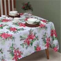 Скатерть новогодняя Доляна «Рождественский букет» 145×300 см, 100% п/э, Россия, код 01210070236, штрихкод 468016104971, артикул 9580639