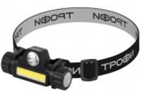 Фонарь налобный Трофи GA-101 аккум 3 Вт COB + 3 Вт LED 2 реж магнит, Китай, код 05217020073, штрихкод 506307989194, артикул Б0069568