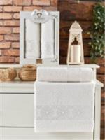 Комплект полотенец TWO DOLPHINS махровые в коробке (50x90/70х140) 2 шт. GOZO (кремовый ), ТУРЦИЯ, код 01207050348, штрихкод 868048030484, артикул 11810