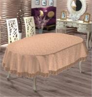 Скатерть DO&CO c гипюром 160х220 КДК ОВАЛЬНАЯ (персиковый), ТУРЦИЯ, код 01209080055, штрихкод 868107249949, артикул 8525