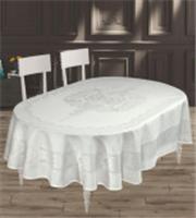 Скатерть DO&CO броде жаккард 160х220 ОВАЛЬНАЯ VIYANA (белый), ТУРЦИЯ, код 01209080075, штрихкод 868166300841, артикул 12340