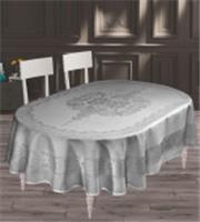 Скатерть DO&CO броде жаккард 160х220 ОВАЛЬНАЯ VIYANA (серый), ТУРЦИЯ, код 01209080074, штрихкод 868166301090, артикул 12340