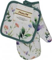 Комплект для кухни: рукавица 27см, прихватка 17х17см Коллекция: Акварельные цветы, КИТАЙ, код 01209110288, штрихкод 692499676395, артикул УТ-00553115